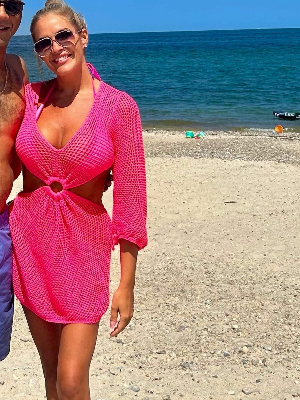 SHEIN Hot Pink Ring Cutout Mini Cover ho Dress